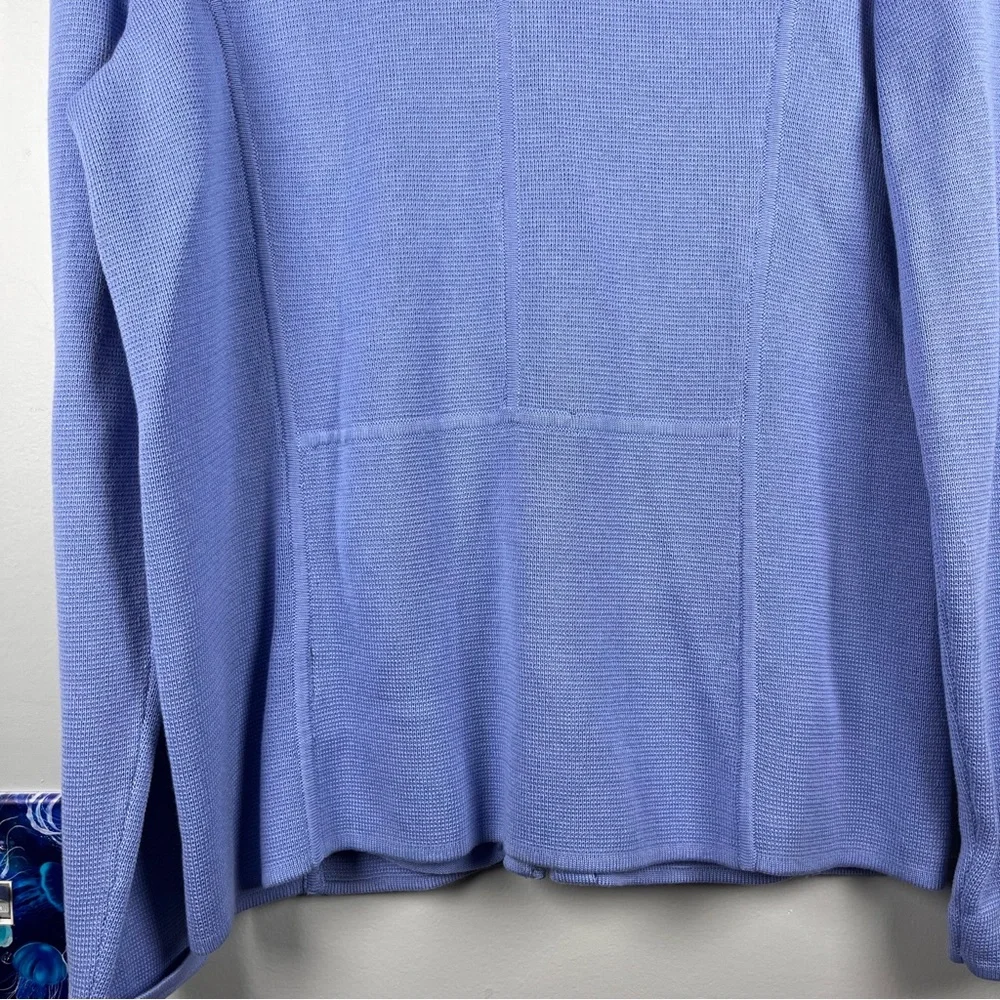 Talbots Blue Full Zip Up Cardigan Sweater Size Medium Cotton Rayon - Picture 9 of 9